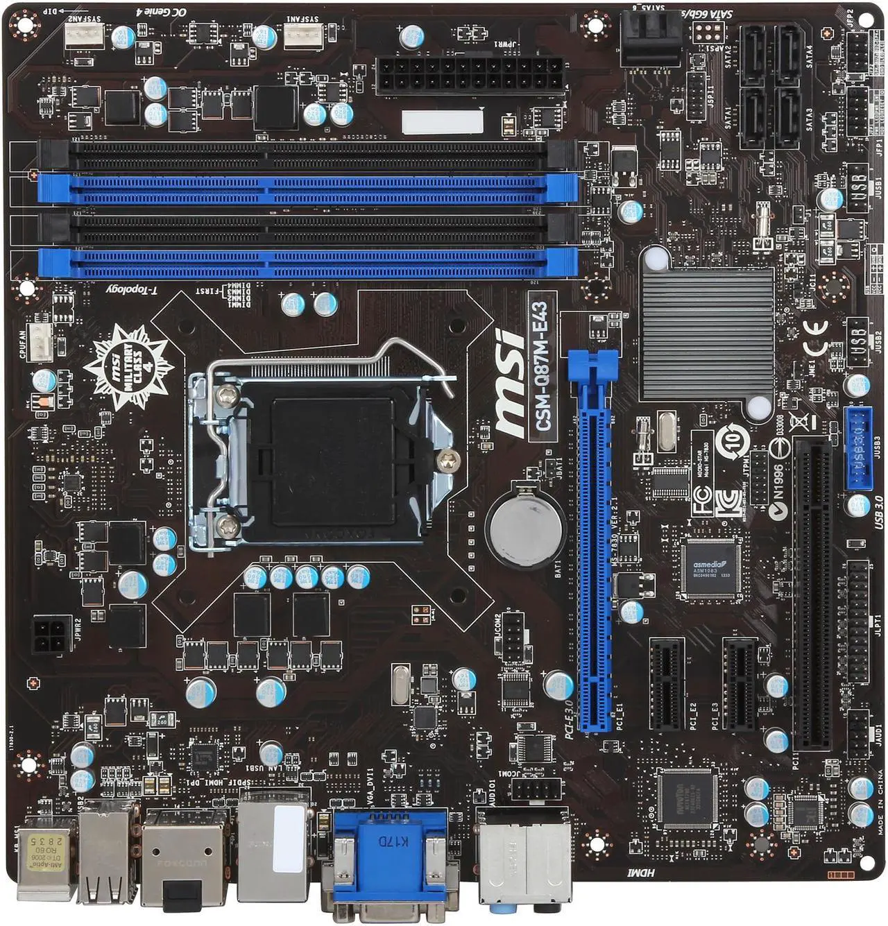 Alt view image 3 of 5 - MSI CSM-Q87M-E43 LGA 1150 Intel Q87 HDMI USB 3.0 Micro ATX Intel Motherboard
