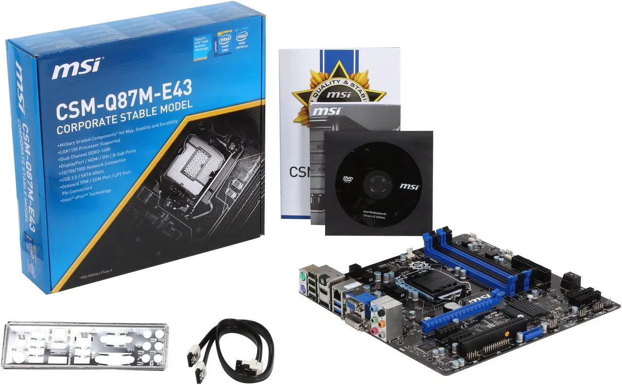 Alt view image 5 of 5 - MSI CSM-Q87M-E43 LGA 1150 Intel Q87 HDMI USB 3.0 Micro ATX Intel Motherboard