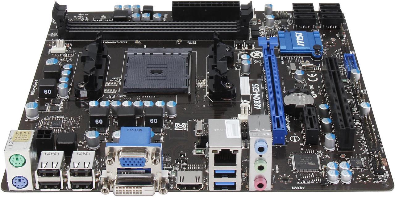 Alt view image 2 of 5 - MSI A88XM-E35 FM2+ / FM2 AMD A88X (Bolton D4) SATA 6Gb/s USB 3.0 HDMI Micro ATX AMD Motherboard