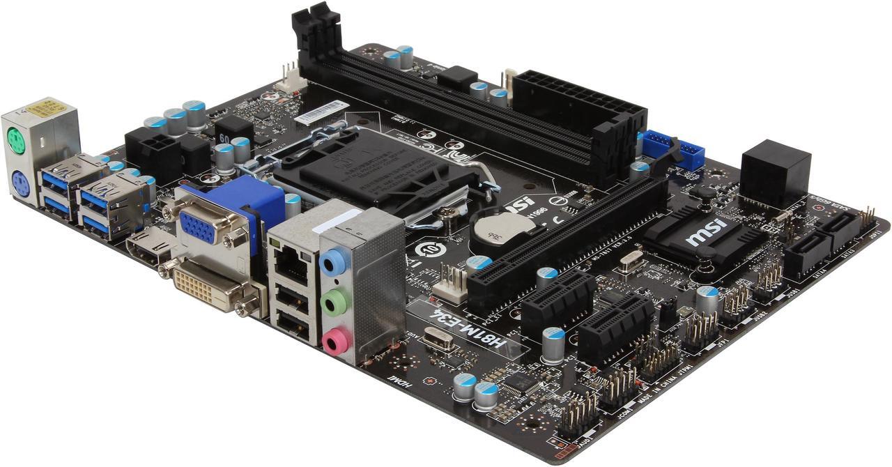 Main image of MSI H81M-E34 LGA 1150 Intel H81 HDMI SATA 6Gb/s USB 3.0 Micro ATX Intel Motherboard