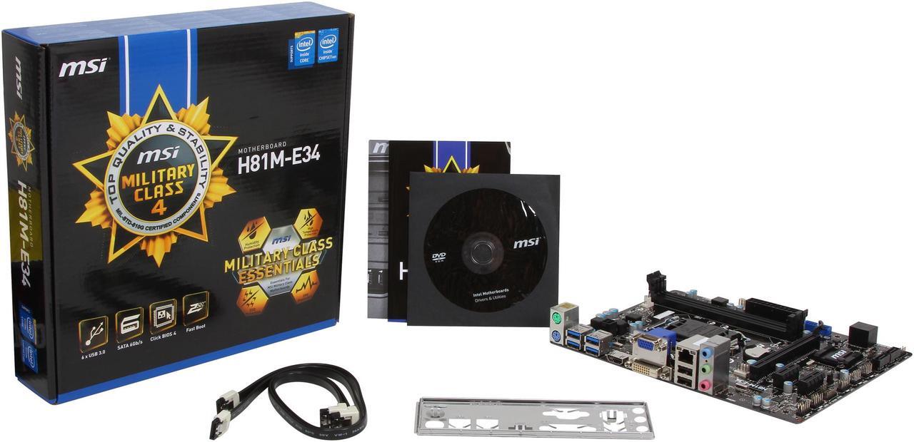 Alt view image 6 of 5 - MSI H81M-E34 LGA 1150 Intel H81 HDMI SATA 6Gb/s USB 3.0 Micro ATX Intel Motherboard