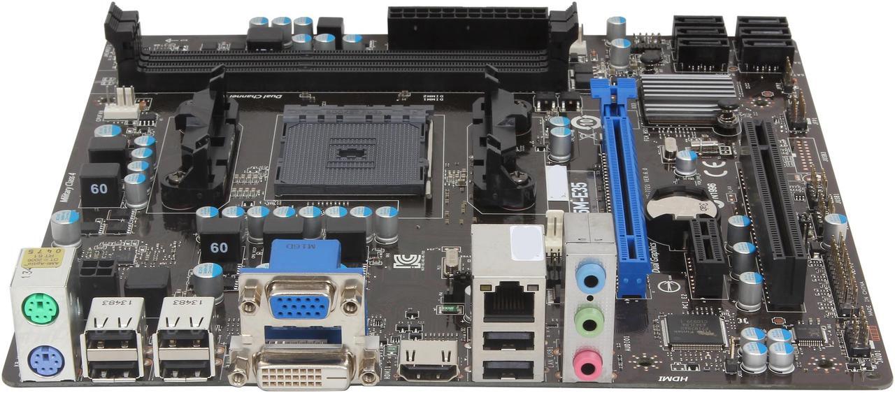 Alt view image 2 of 5 - MSI A55M-E35 FM2+ / FM2 AMD A55 (Hudson D2) HDMI Micro ATX AMD Motherboard