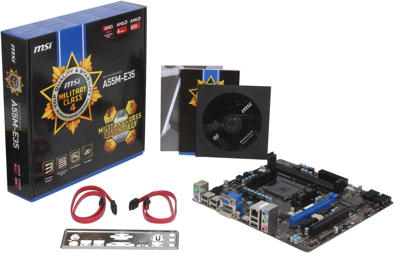Alt view image 5 of 5 - MSI A55M-E35 FM2+ / FM2 AMD A55 (Hudson D2) HDMI Micro ATX AMD Motherboard