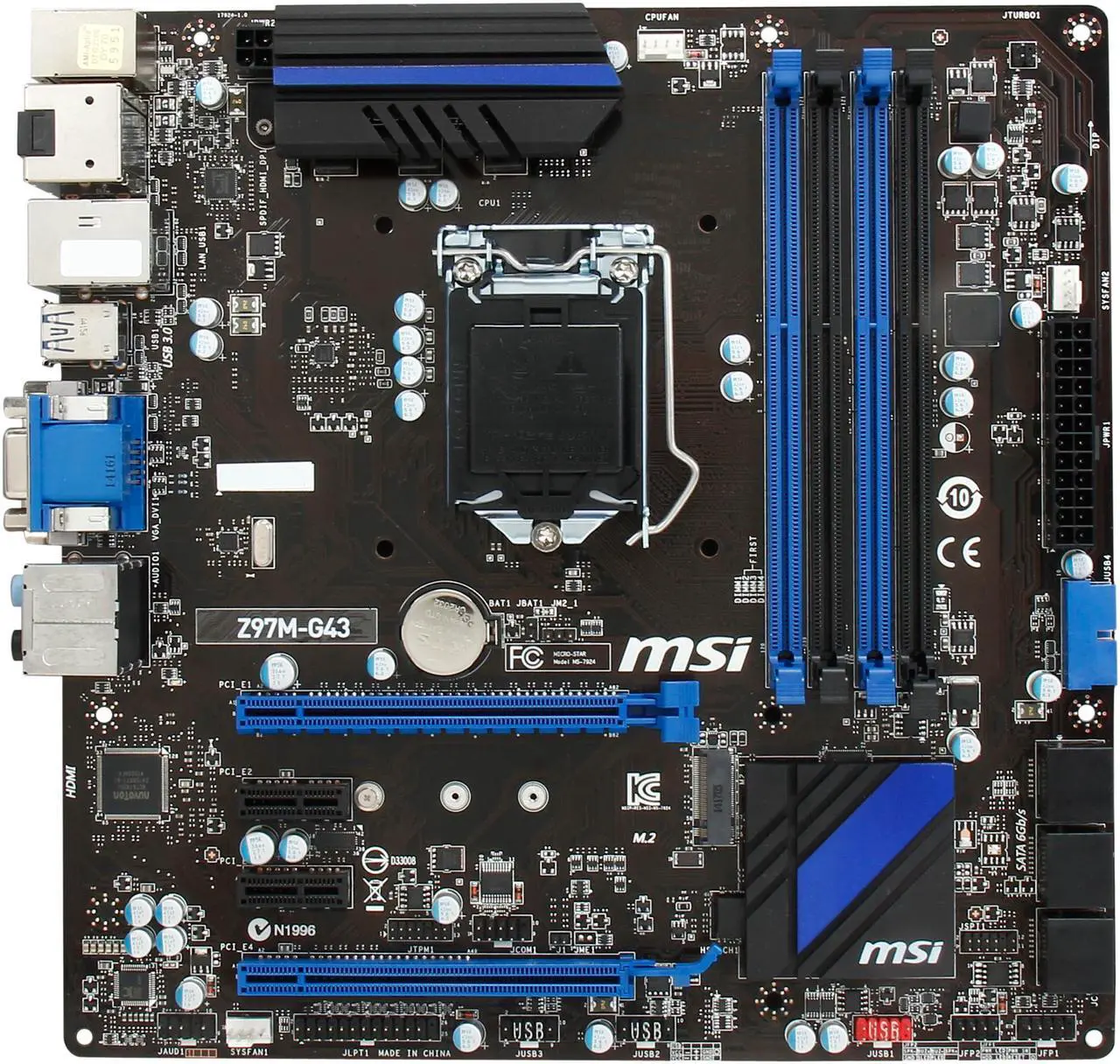 Alt view image 4 of 5 - MSI Z97M-G43 LGA 1150 Intel Z97 HDMI USB 3.0 Micro ATX Intel Motherboard