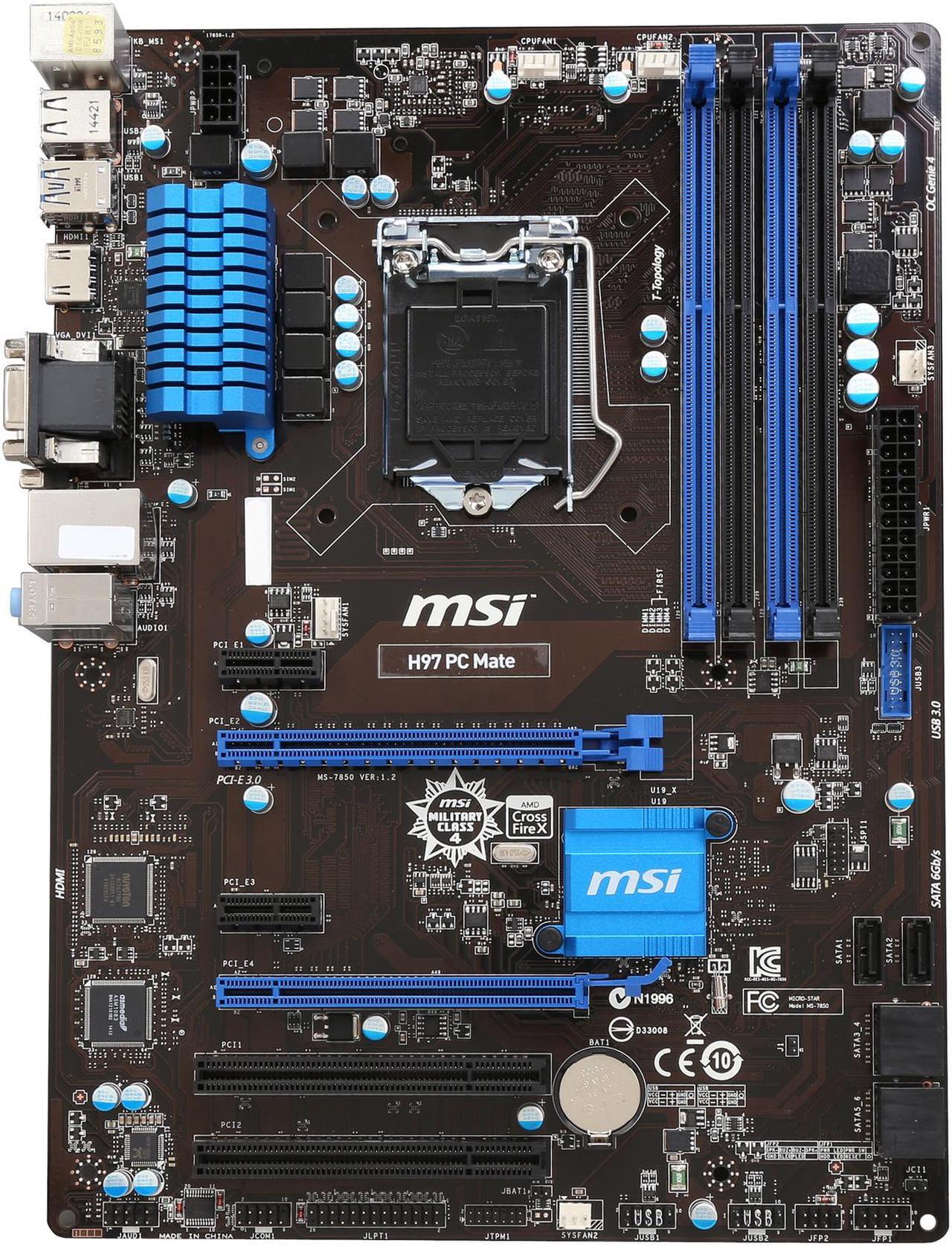Alt view image 4 of 5 - MSI H97 PC Mate Desktop Motherboard - Intel H97 Express Chipset - Socket H3 LGA-1150