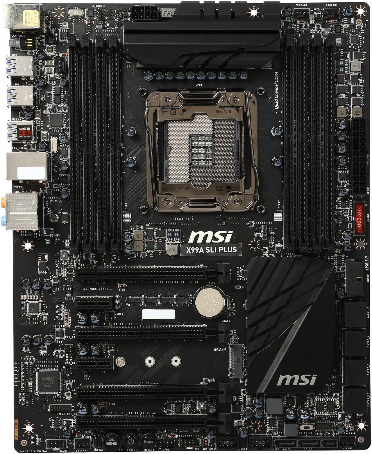 Alt view image 4 of 5 - MSI X99A SLI PLUS LGA 2011-v3 Intel X99 SATA 6Gb/s USB 3.1 USB 3.0 ATX Intel Motherboard