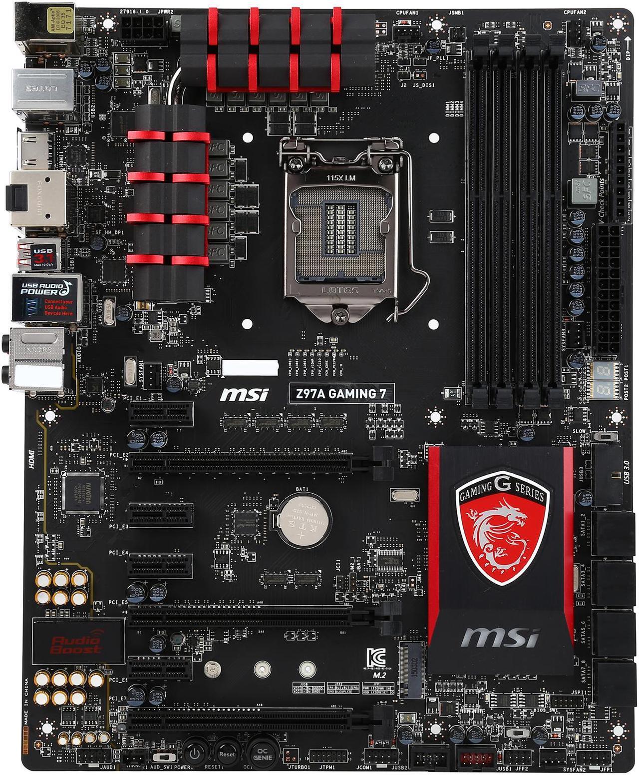 Alt view image 3 of 5 - MSI Z97A GAMING 7 LGA 1150 Intel Z97 HDMI USB 3.1 USB 3.0 ATX Intel Motherboard