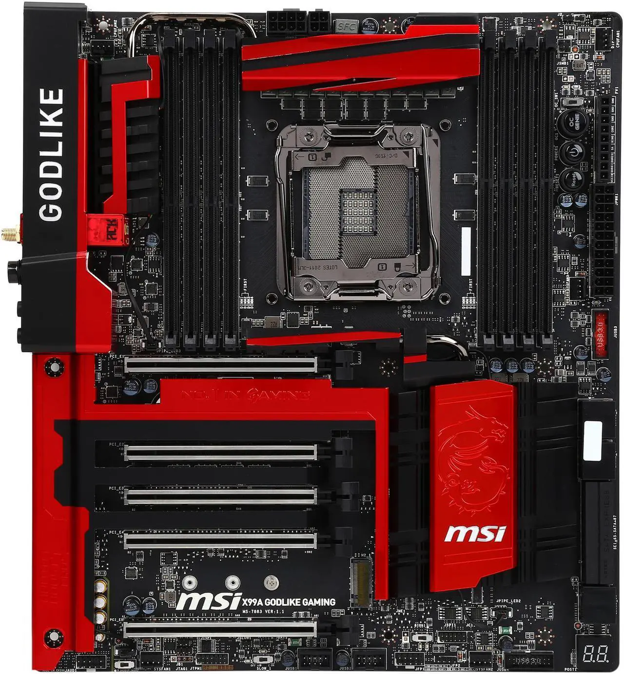 Alt view image 4 of 5 - MSI MSI Gaming X99A GODlike Gaming LGA 2011-v3 Intel X99 USB 3.1 Extended ATX Intel Motherboard
