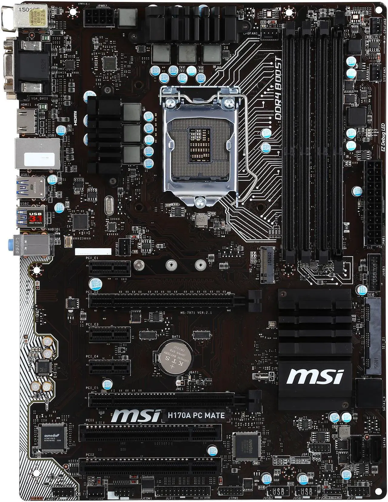 Alt view image 4 of 5 - MSI H170A PC Mate LGA 1151 Intel H170 HDMI USB 3.1 USB 3.0 ATX Intel Motherboard