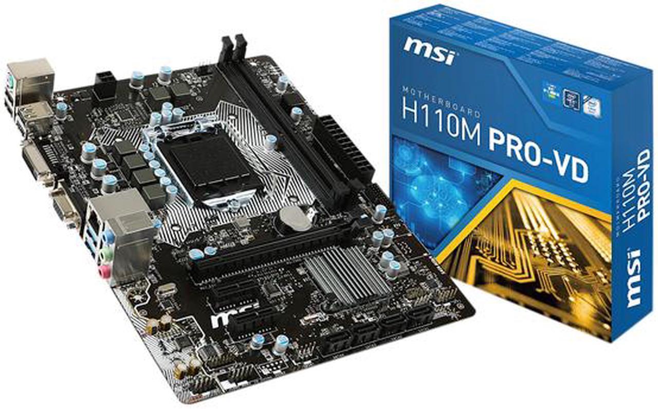 Alt view image 5 of 5 - MSI H110M Pro-VD LGA 1151 Intel H110 SATA 6Gb/s USB 3.1 Micro ATX Intel Motherboard