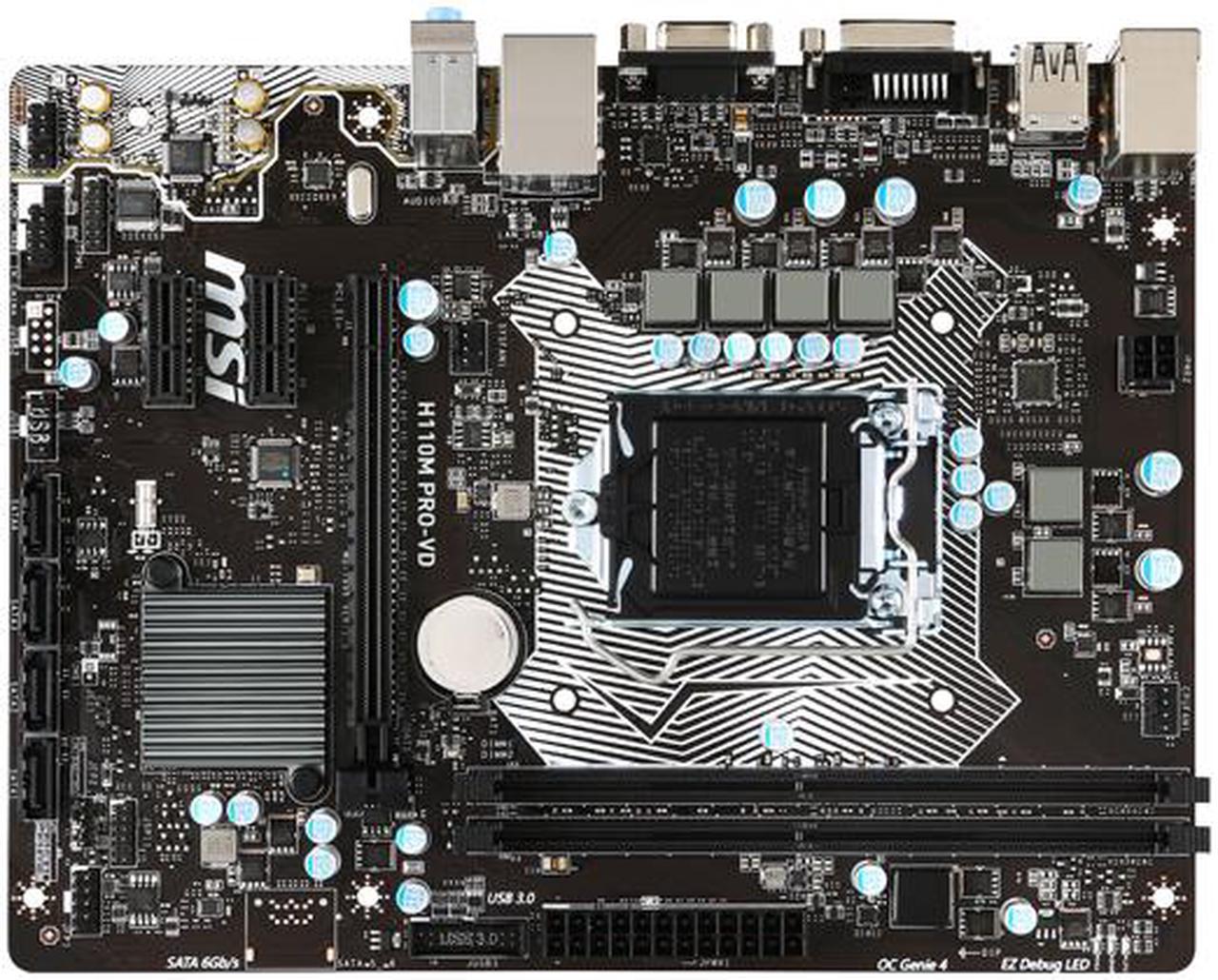 Alt view image 2 of 5 - MSI H110M Pro-VD LGA 1151 Intel H110 SATA 6Gb/s USB 3.1 Micro ATX Intel Motherboard