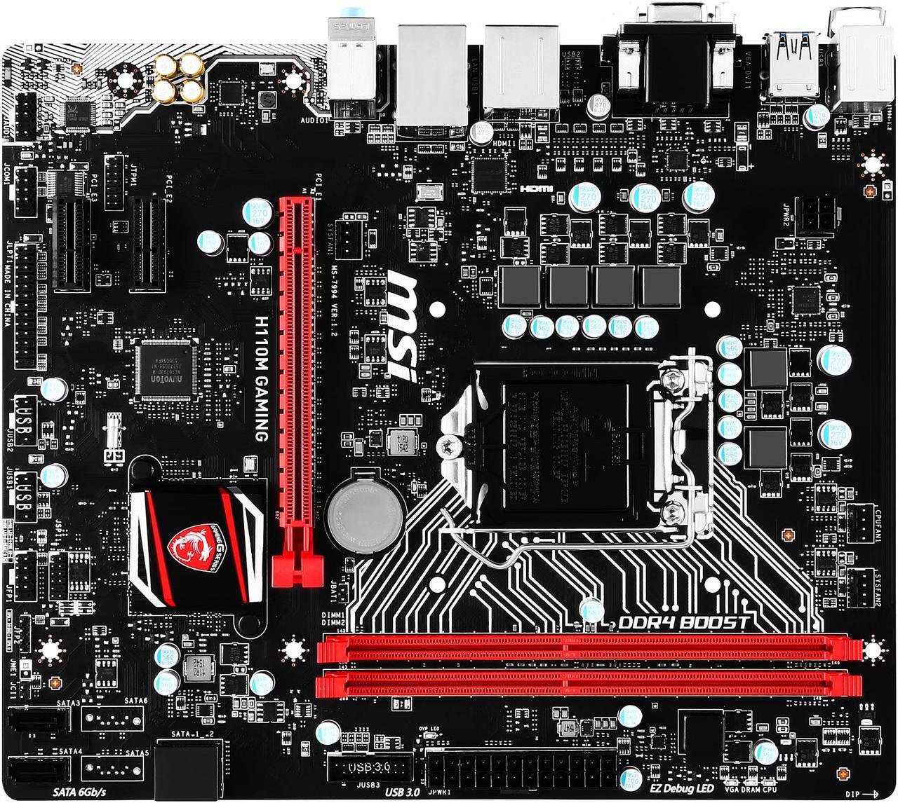 Alt view image 4 of 5 - MSI H110M Gaming LGA 1151 Intel H110 HDMI USB 3.1 Micro ATX Intel Motherboard