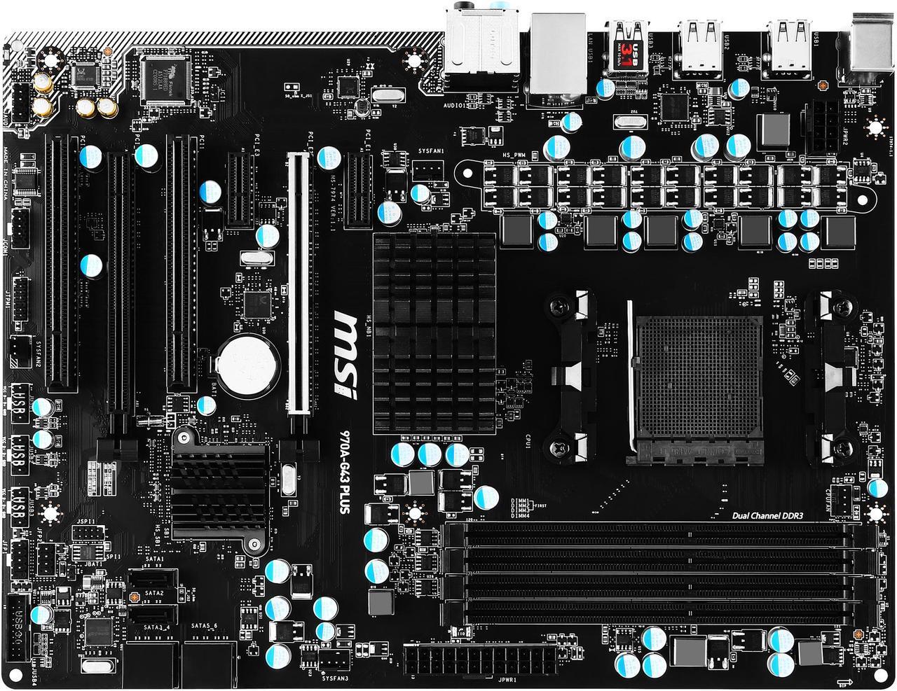 Alt view image 4 of 5 - MSI 970A-G43 Plus AM3+/AM3 AMD 970 & SB950 USB 3.1 ATX AMD Motherboard