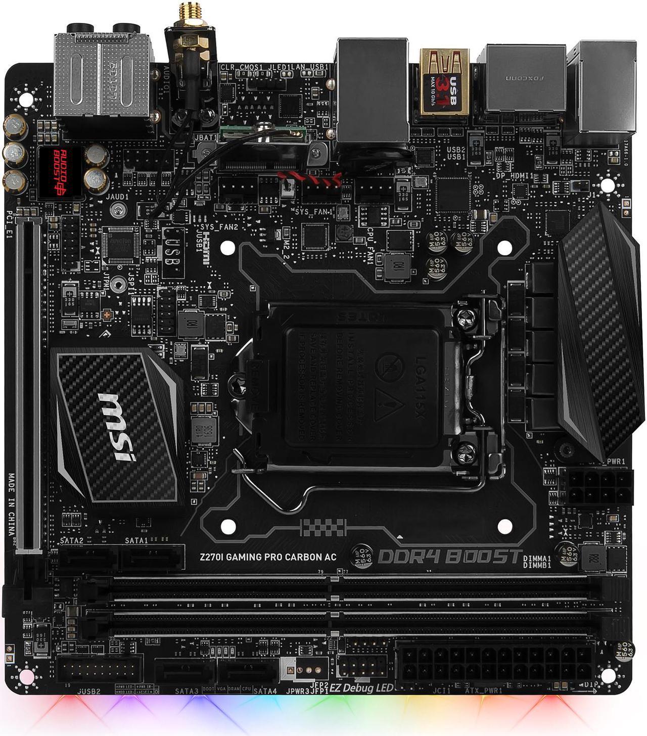 Alt view image 4 of 7 - MSI Z270I GAMING PRO CARBON AC LGA 1151 Intel Z270 HDMI SATA 6Gb/s USB 3.1 Mini ITX Intel Motherboard