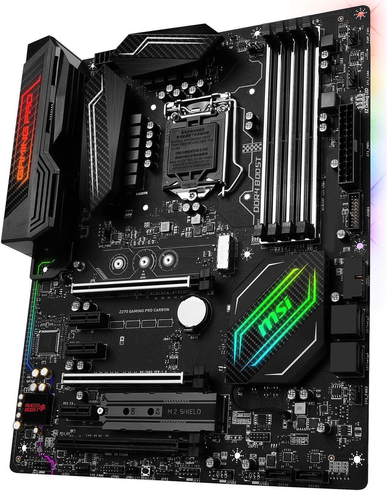 MSI Z270 GAMING PRO CARBON LGA 1151 Intel Z270 HDMI SATA 6Gb/s USB 3.1 ATX Motherboards - Intel