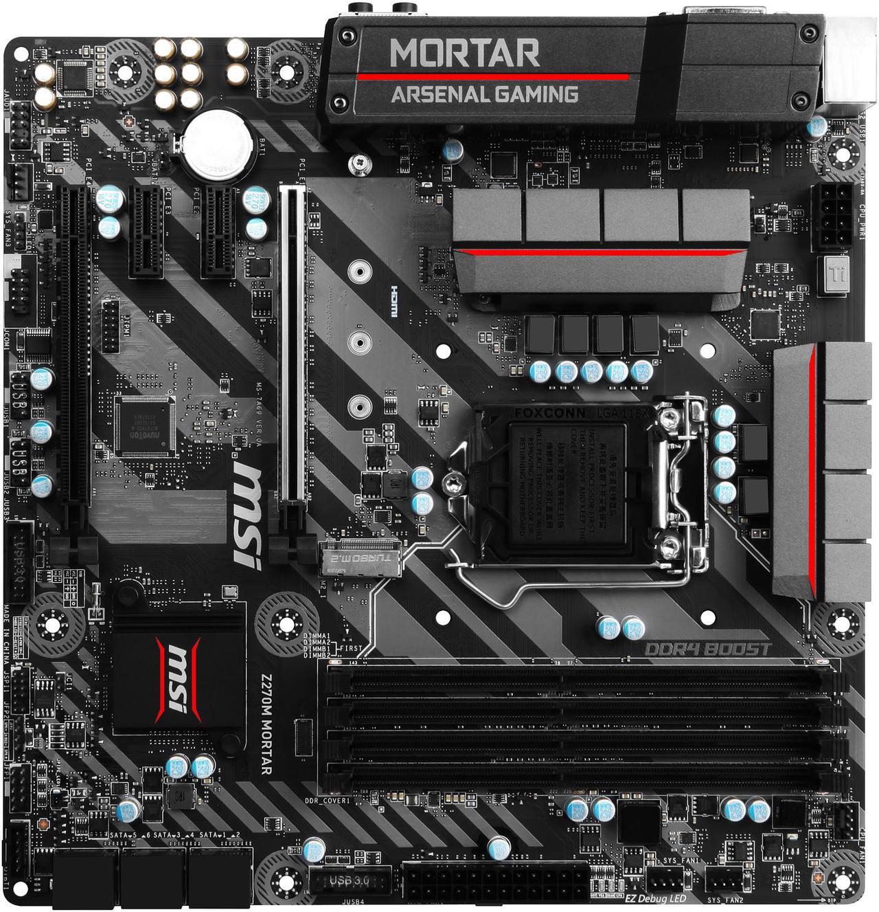 Alt view image 3 of 5 - MSI Z270M MORTAR LGA 1151 Intel Z270 HDMI SATA 6Gb/s USB 3.1 Micro ATX Intel Motherboard