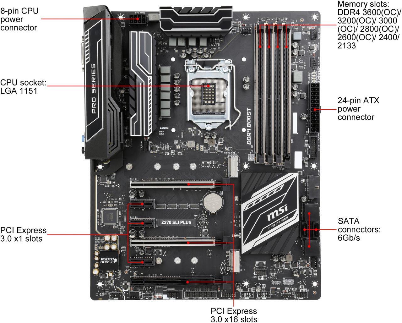 Alt view image 11 of 12 - MSI Z270 SLI PLUS LGA 1151 Intel Z270 HDMI SATA 6Gb/s USB 3.1 ATX Intel Motherboard