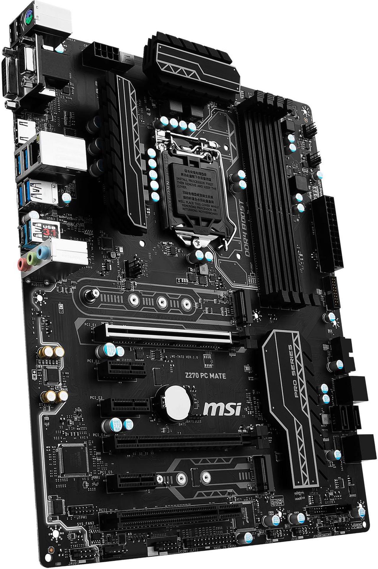 Alt view image 5 of 7 - MSI Z270 PC MATE LGA 1151 Intel Z270 HDMI SATA 6Gb/s USB 3.1 ATX Intel Motherboard