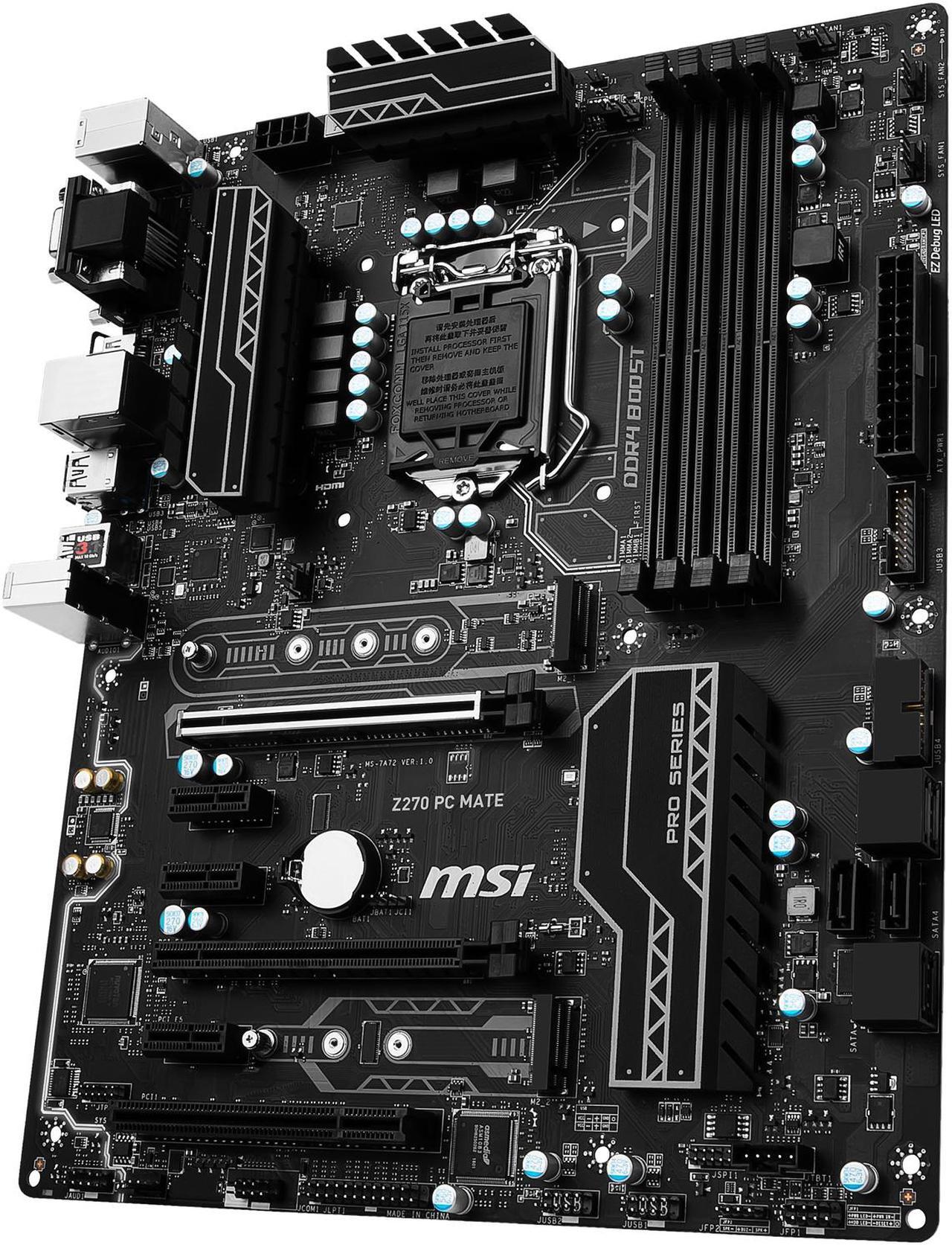 Alt view image 3 of 7 - MSI Z270 PC MATE LGA 1151 Intel Z270 HDMI SATA 6Gb/s USB 3.1 ATX Intel Motherboard