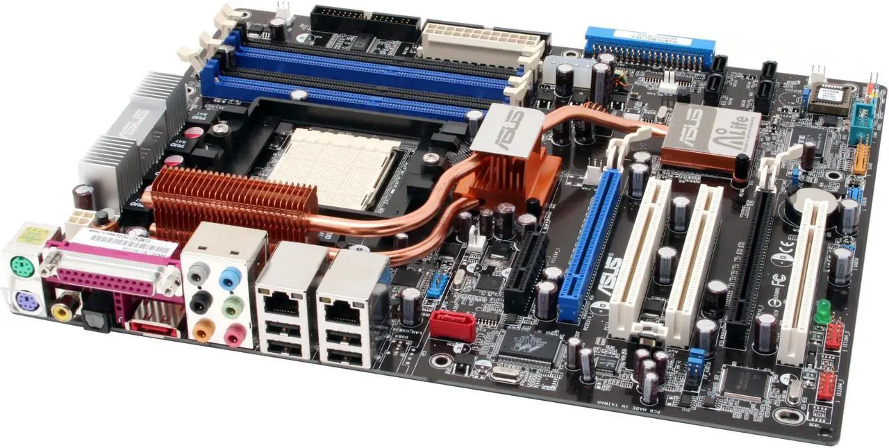 Alt view image 2 of 5 - ASUS A8N32-SLI Deluxe 939 NVIDIA nForce SPP 100 ATX AMD Motherboard - OEM