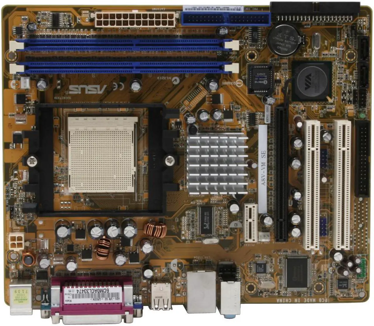 Alt view image 3 of 7 - ASUS A8V-VM SE 939 VIA K8M890 Micro ATX AMD Motherboard