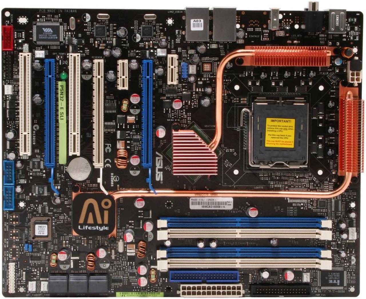 Alt view image 3 of 7 - ASUS P5N32-E SLI LGA 775 NVIDIA nForce 680i SLI ATX Intel Motherboard