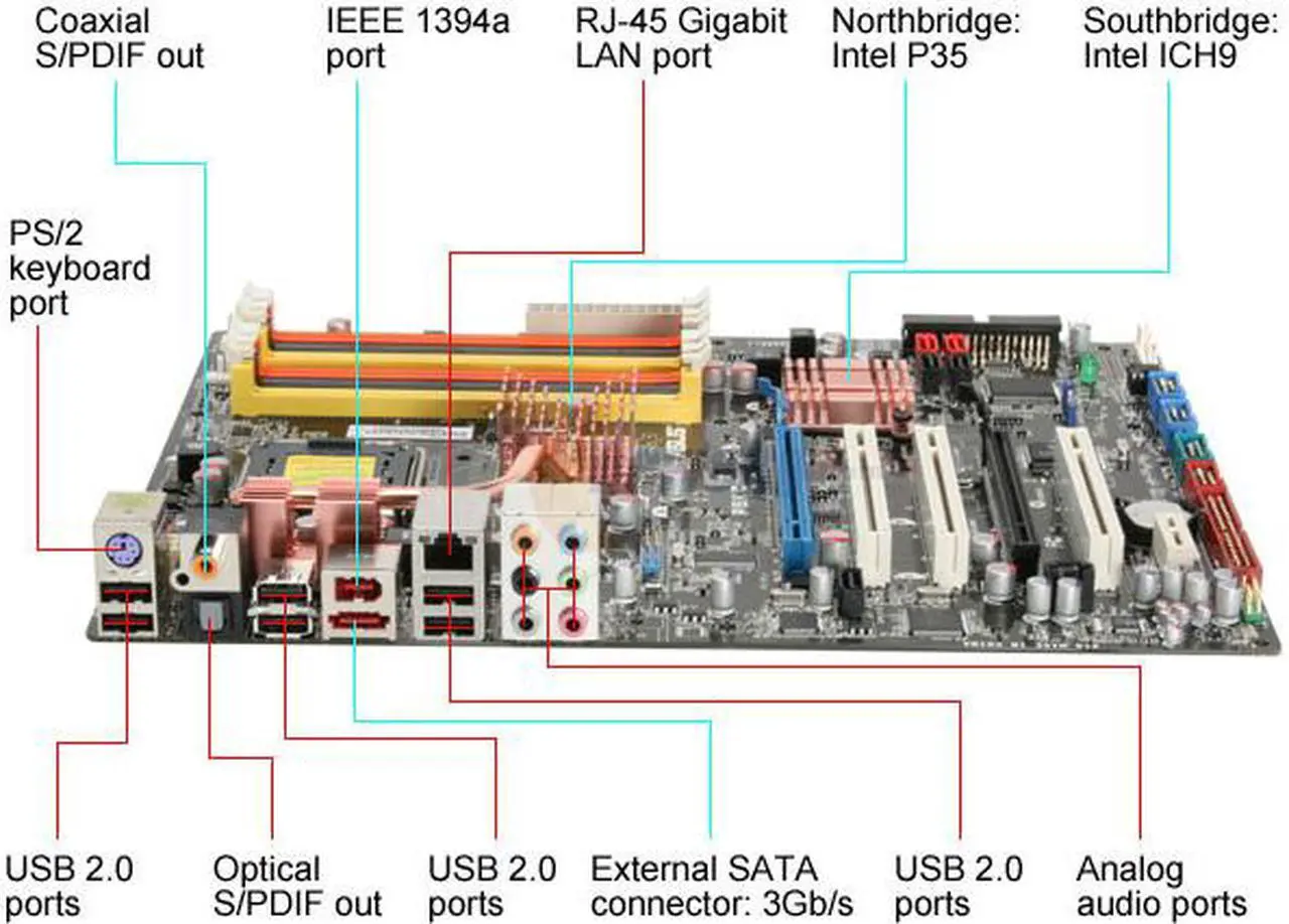 Alt view image 2 of 7 - ASUS P5KC LGA 775 Intel P35 ATX Intel Motherboard