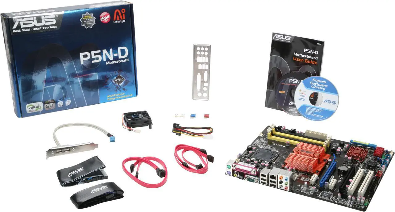 Alt view image 6 of 6 - ASUS P5N-D LGA 775 NVIDIA nForce 750i SLI ATX Intel Motherboard
