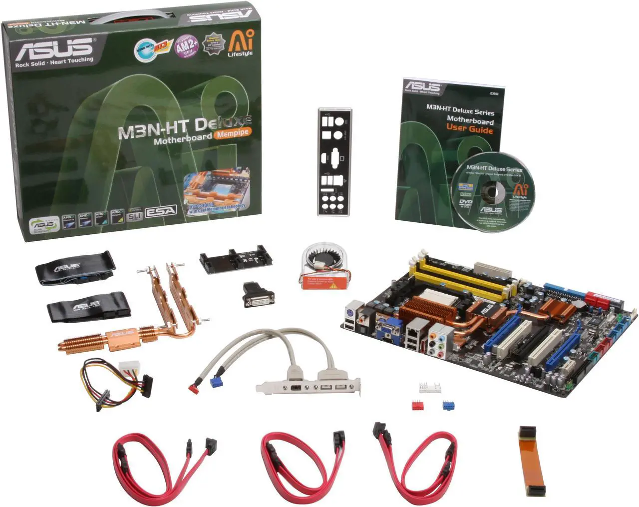Alt view image 2 of 2 - ASUS M3N-HT DELUXE/MEMPIPE AM2+/AM2 NVIDIA nForce 780a SLI HDMI ATX AMD Motherboard
