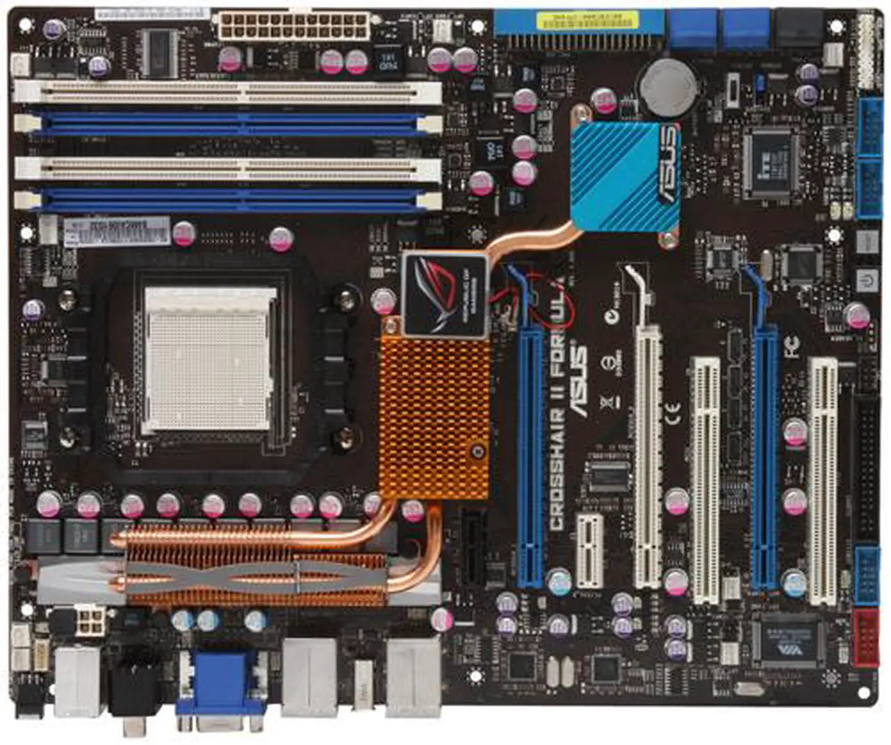 Alt view image 3 of 5 - ASUS Crosshair II Formula AM2+/AM2 NVIDIA nForce 780a SLI HDMI ATX AMD Motherboard