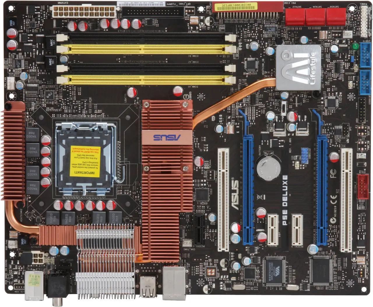 Alt view image 3 of 5 - ASUS P5E Deluxe LGA 775 Intel X48 ATX Intel Motherboard