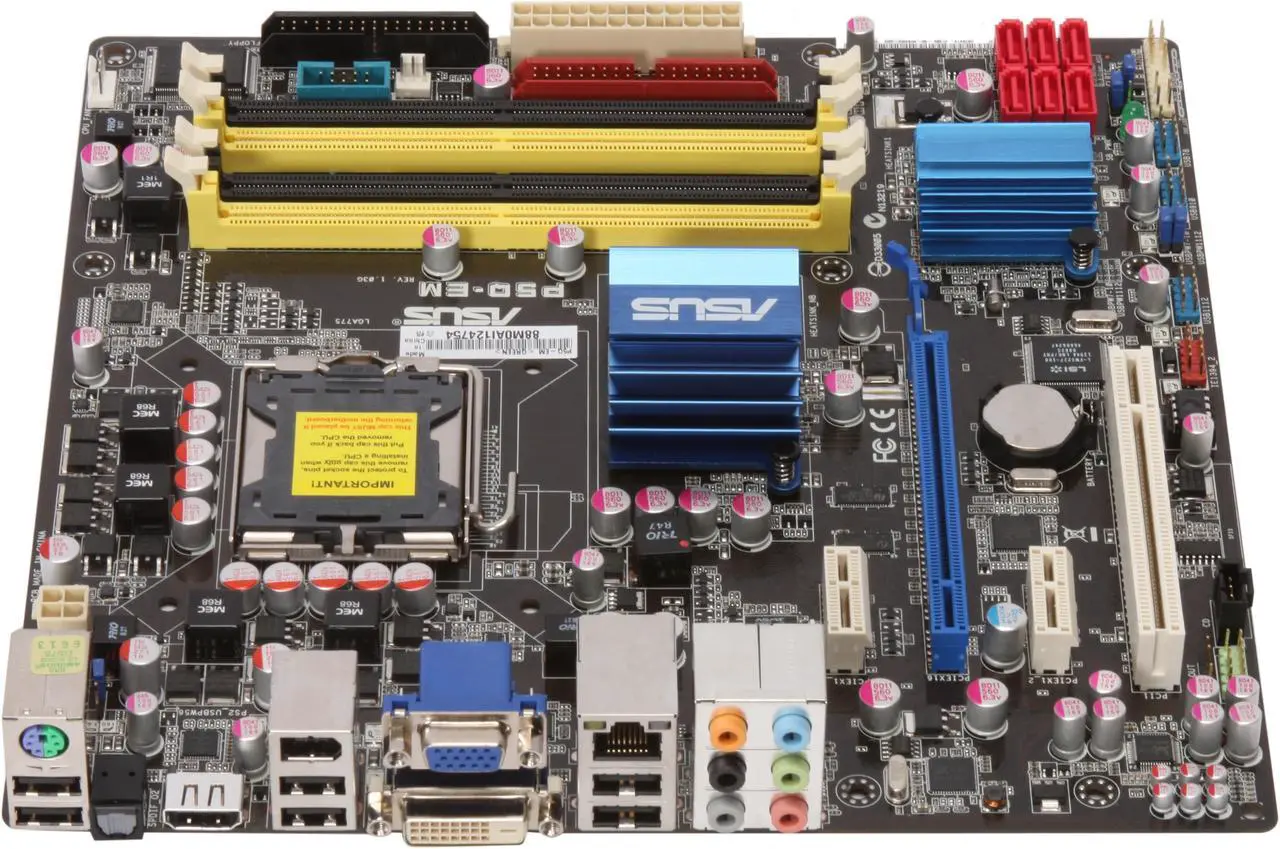 Alt view image 2 of 6 - ASUS P5Q-EM LGA 775 Intel G45 HDMI Micro ATX Intel Motherboard