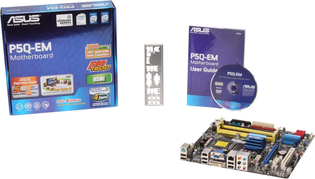 Alt view image 6 of 6 - ASUS P5Q-EM LGA 775 Intel G45 HDMI Micro ATX Intel Motherboard