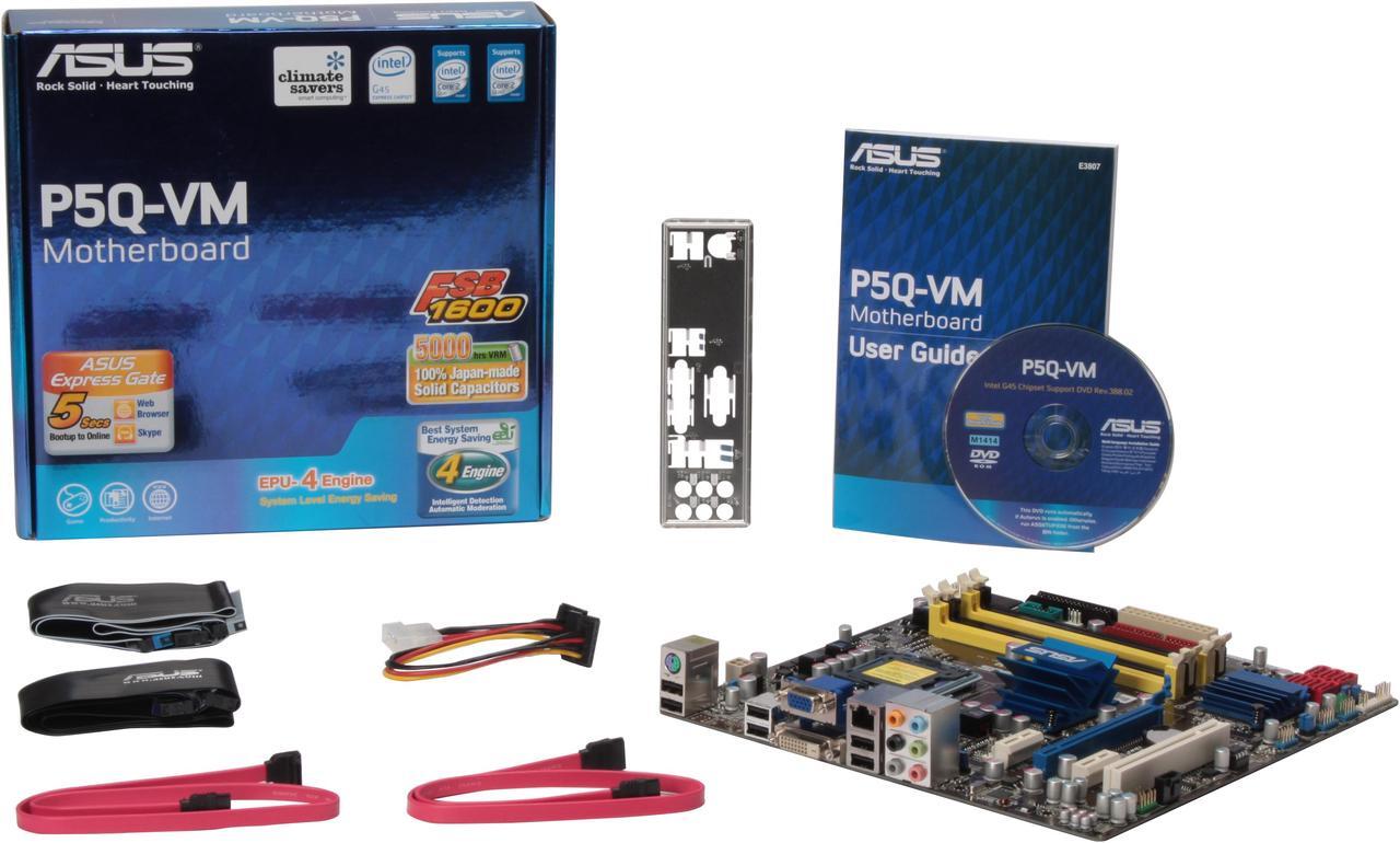 Alt view image 5 of 5 - ASUS P5Q-VM LGA 775 Intel G45 Micro ATX Intel Motherboard