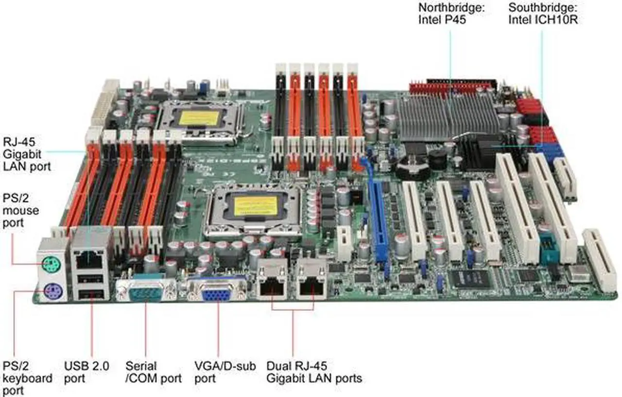 Alt view image 2 of 5 - ASUS Z8PE-D12X(ASMB4-IKVM) Dual LGA 1366 Intel 5520 Tylersburg SSI EEB Dual Intel Xeon 5500 and 5600 Series w/ Remote Management, PCI-X Server Motherboard