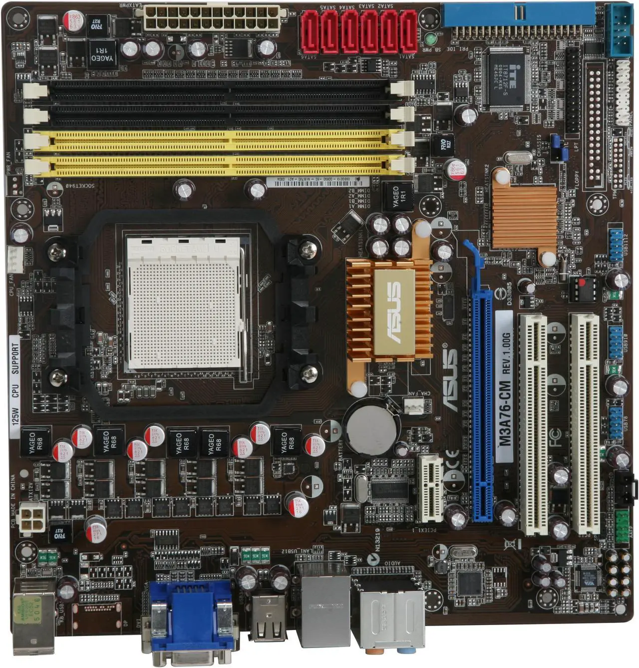 Alt view image 3 of 5 - ASUS M3A76-CM AM2+/AM2 AMD 760G Micro ATX AMD Motherboard