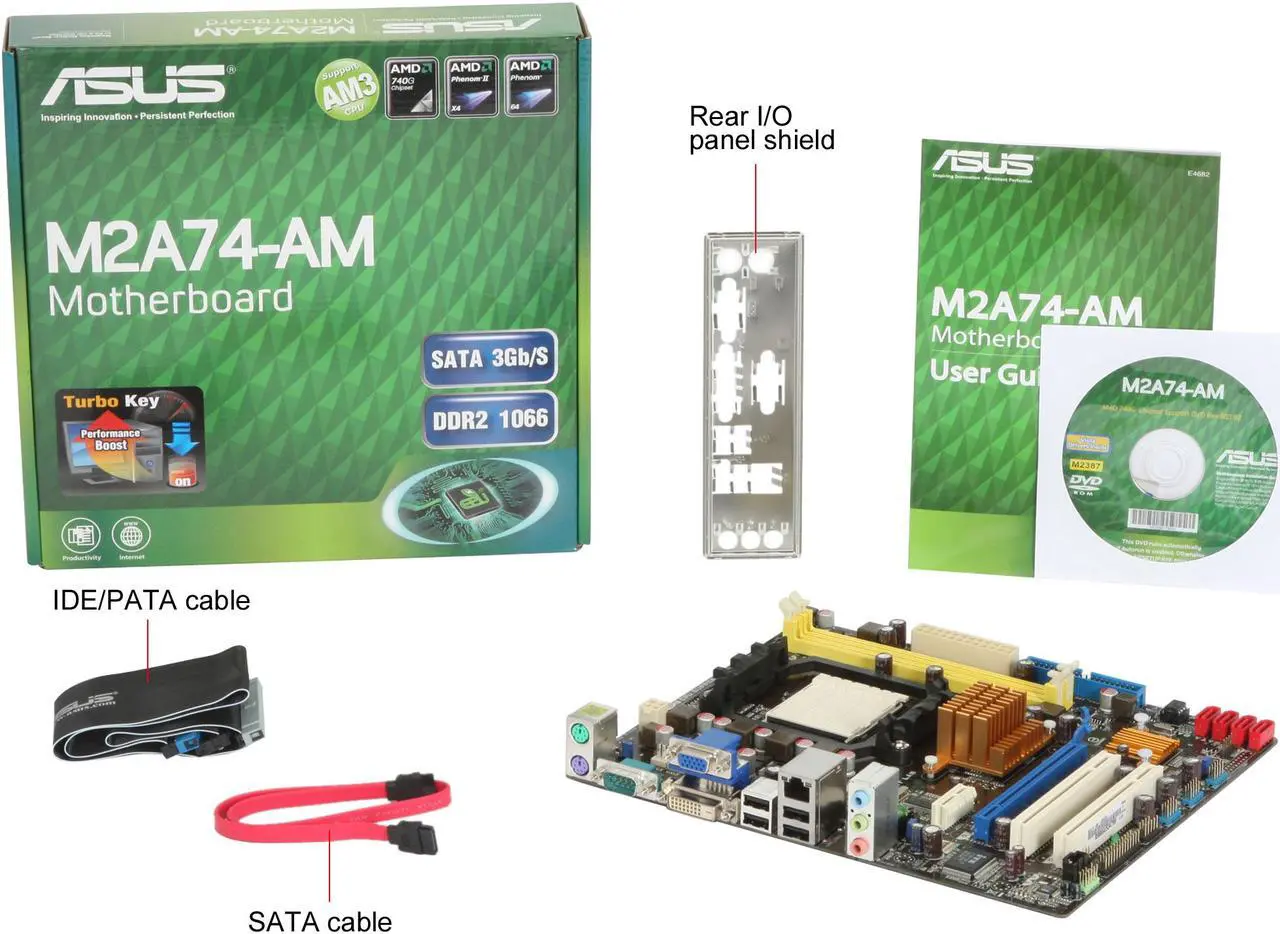 Alt view image 5 of 5 - ASUS M2A74-AM AM3/AM2+/AM2 AMD 740G Micro ATX AMD Motherboard