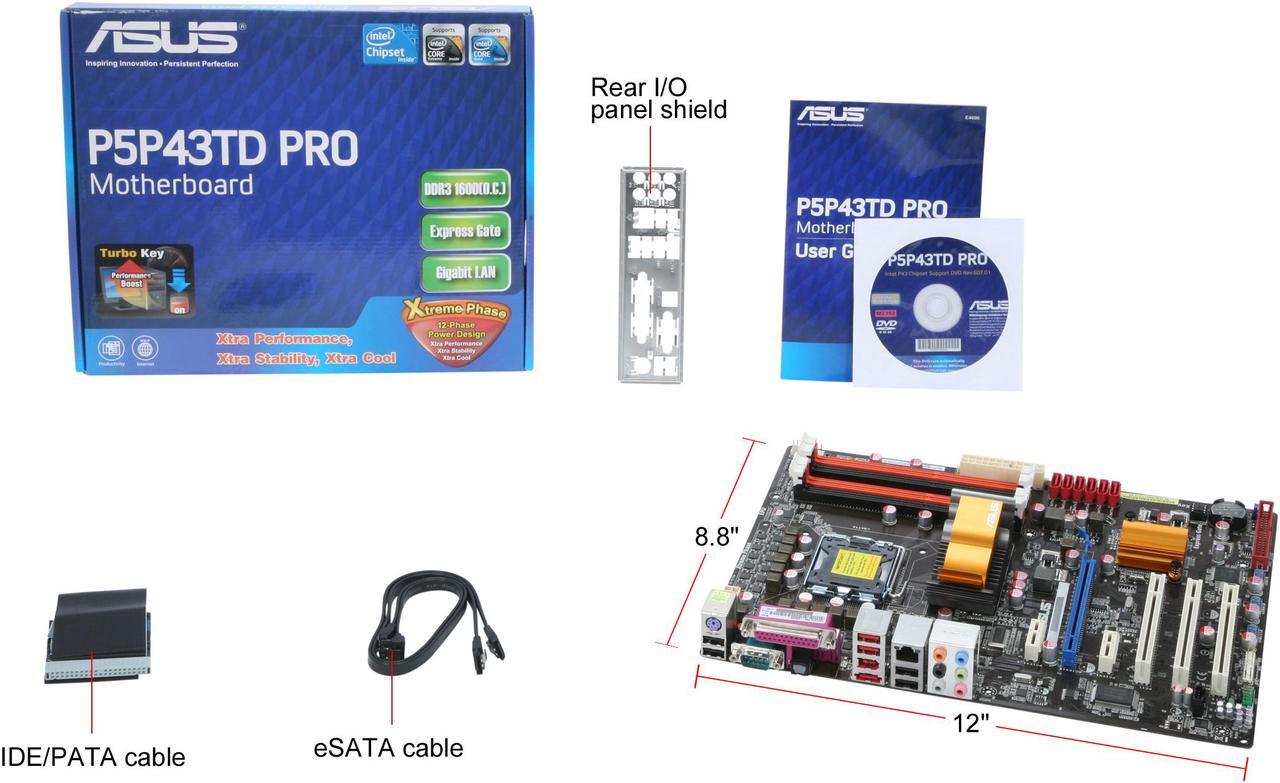 Alt view image 5 of 5 - ASUS P5P43TD Pro LGA 775 Intel P43 ATX Intel Motherboard