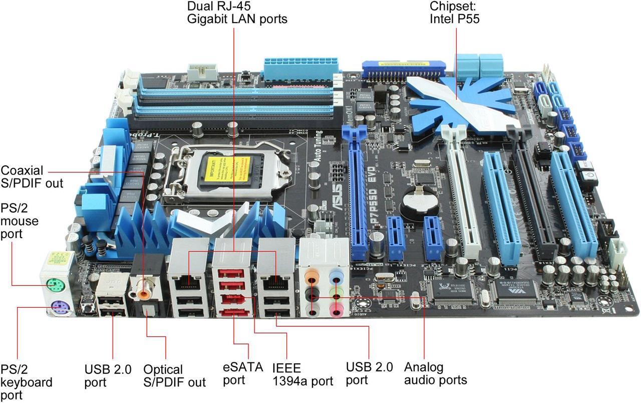 Alt view image 8 of 11 - ASUS P7P55D EVO LGA 1156 Intel P55 ATX Intel Motherboard