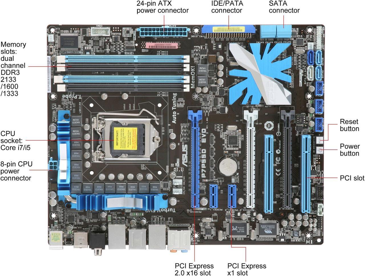 Alt view image 9 of 11 - ASUS P7P55D EVO LGA 1156 Intel P55 ATX Intel Motherboard