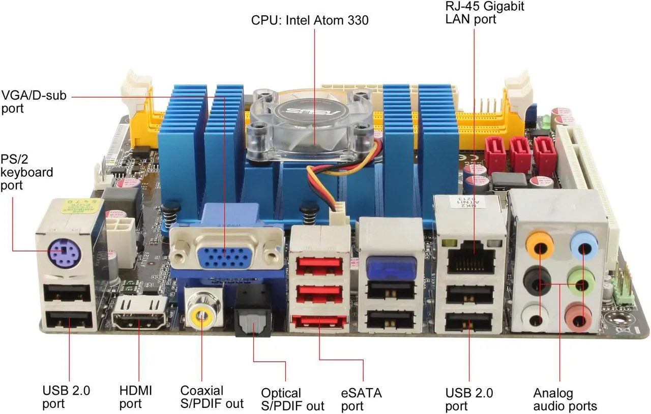 Alt view image 8 of 11 - ASUS AT3N7A-I Intel Atom 330 (1M Cache, 1.6GHz, Dual-Core) NVIDIA ION Mini ITX Motherboard / CPU Combo