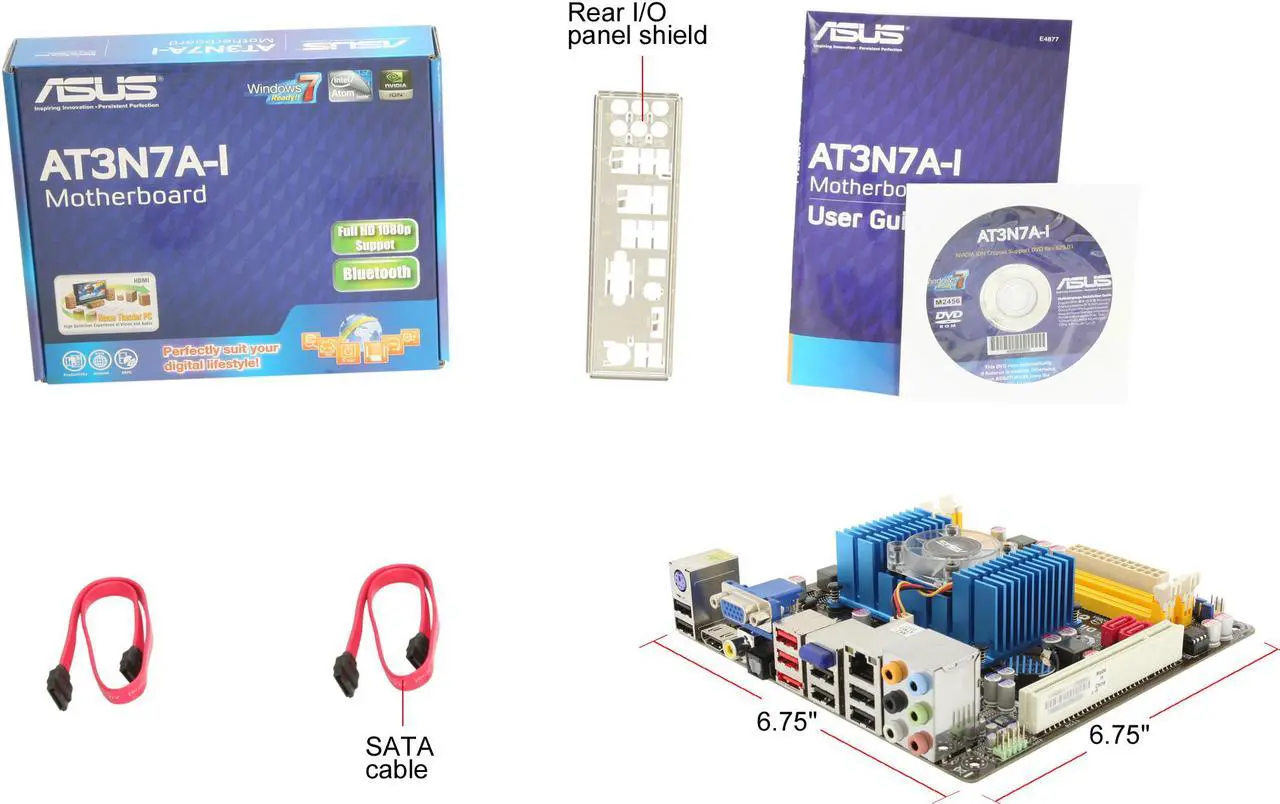 Alt view image 11 of 11 - ASUS AT3N7A-I Intel Atom 330 (1M Cache, 1.6GHz, Dual-Core) NVIDIA ION Mini ITX Motherboard / CPU Combo
