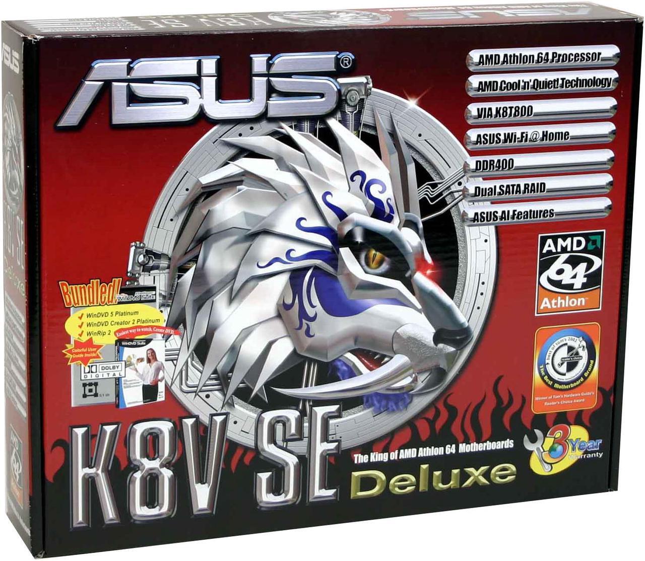 Alt view image 5 of 5 - ASUS K8V SE DELUXE 754 VIA K8T800 ATX AMD Motherboard