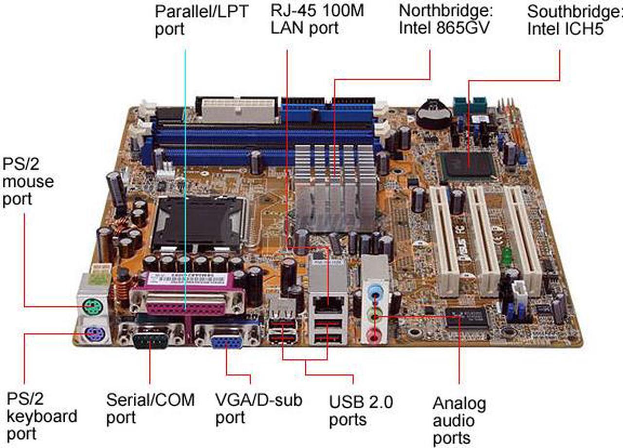 Alt view image 2 of 5 - ASUS P5P800-MX LGA 775 Intel 865GV Micro ATX Intel Motherboard