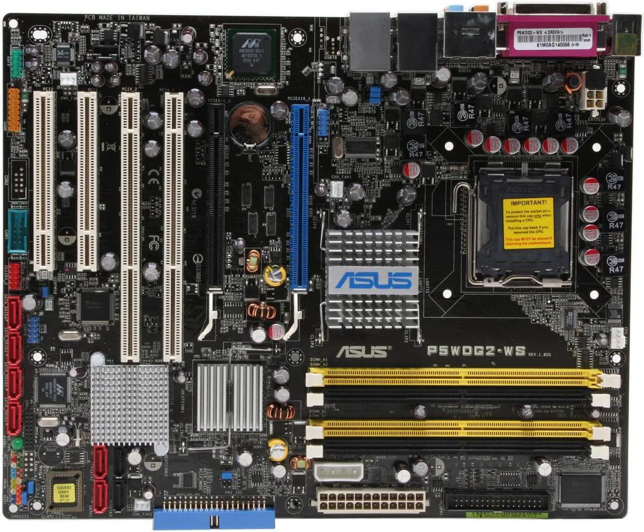 Alt view image 3 of 6 - ASUS P5WDG2-WS<GREEN> ATX Server Motherboard LGA 775 Intel 975X DDR2 667/533, Native DDR2 800 Support
