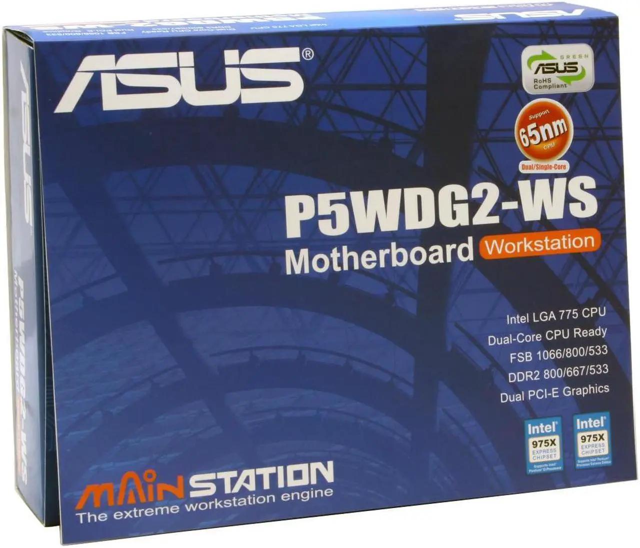 Alt view image 6 of 6 - ASUS P5WDG2-WS<GREEN> ATX Server Motherboard LGA 775 Intel 975X DDR2 667/533, Native DDR2 800 Support