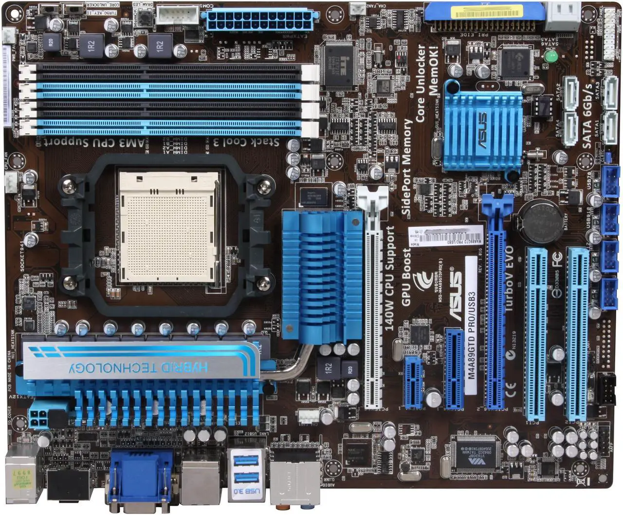 Alt view image 3 of 5 - ASUS M4A89GTD PRO/USB3 AM3 AMD 890GX USB 3.0 HDMI ATX AMD Motherboard