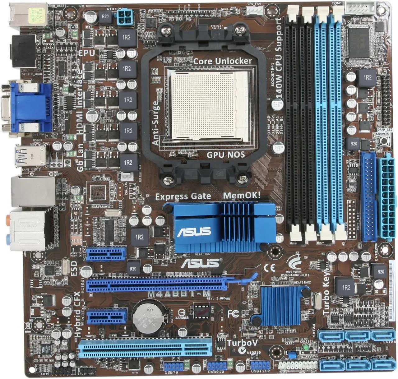 Alt view image 3 of 5 - ASUS M4A88T-M AM3 AMD 880G HDMI Micro ATX AMD Motherboard