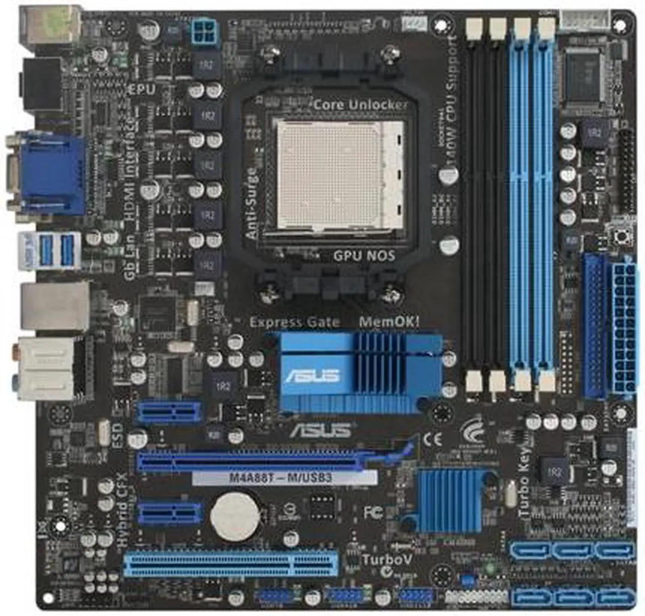 Alt view image 3 of 5 - ASUS M4A88T-M/USB3 AM3 AMD 880G USB 3.0 HDMI Micro ATX AMD Motherboard