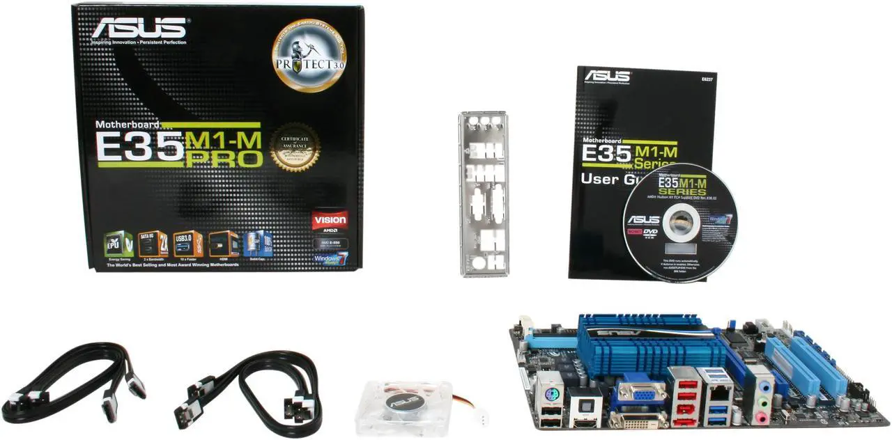 Alt view image 5 of 5 - ASUS E35M1-M PRO Fusion AMD E-350 APU (1.6GHz, Dual-Core) AMD Hudson M1 Micro ATX Motherboard/CPU Combo
